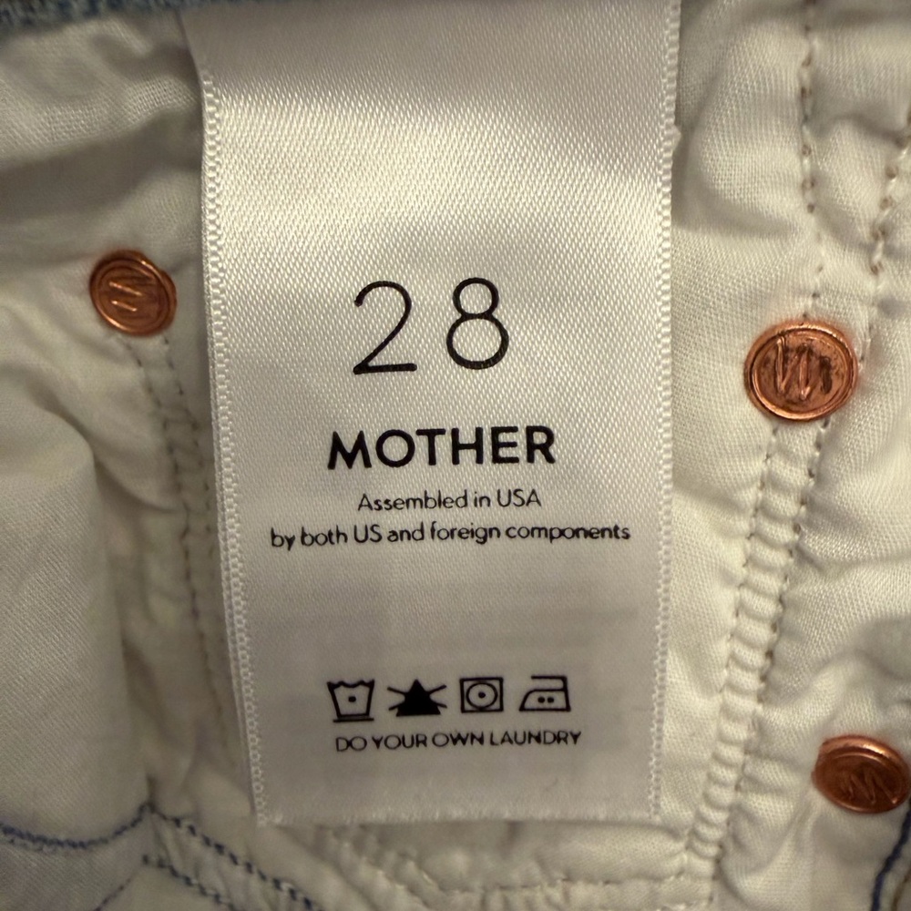 MOTHER Skinny Not Skinny Fray False Impressions Patchwork Jean Size 28 - Picture 9 of 10